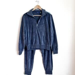 Polo Ralph Lauren Women Tracksuit Size M Gray Velvet Velour Preppy Lounge Jogger